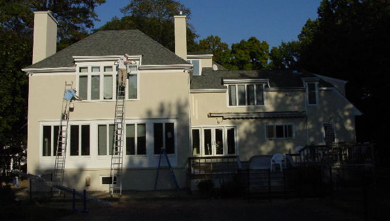 Exterior painting project in progress